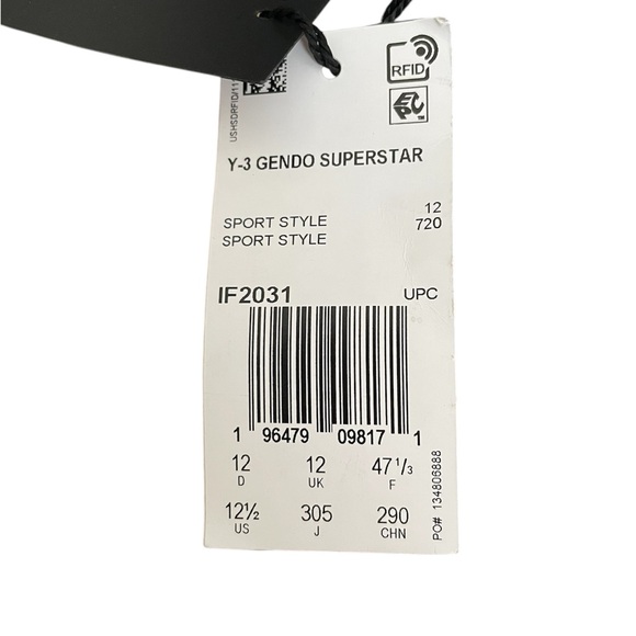 adidas Y-3 Gendo Superstar Black / Cinder / Chalk Pearl/ 12.5 Size - Picture 11 of 16